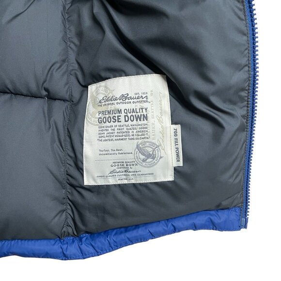 EDDIE BAUER PUFFER VEST PLEATED GOOSE DOWN 700 FILL POWER MENS S BLUE OUTDOORS - Picture 4 of 11